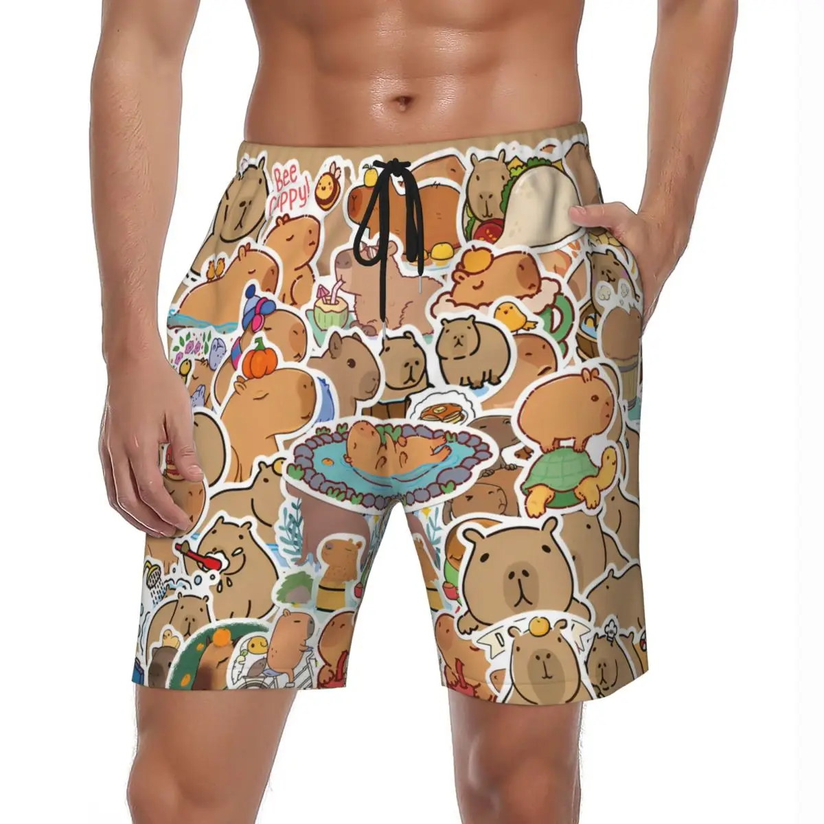

Capybara Lovely Nap Gym Shorts Summer Animal Fashion Board Short Pants Man Running Fast Dry Custom Swim Trunks