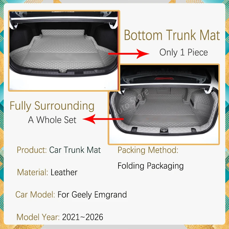 Car Rear Trunk Matt For Geely Emgrand Proton S70 SS11 2021~2026 Leather Pad Cargo Liner Carpet Boot Covrers Rug Auto Accessories