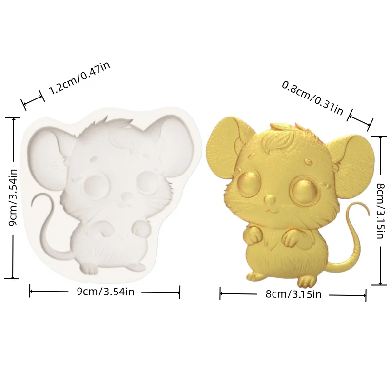 Cartoon Little Mouse Silicone Mold, 3D Chocolate Fondant Press Mold, Baking Decoration Creative Tool