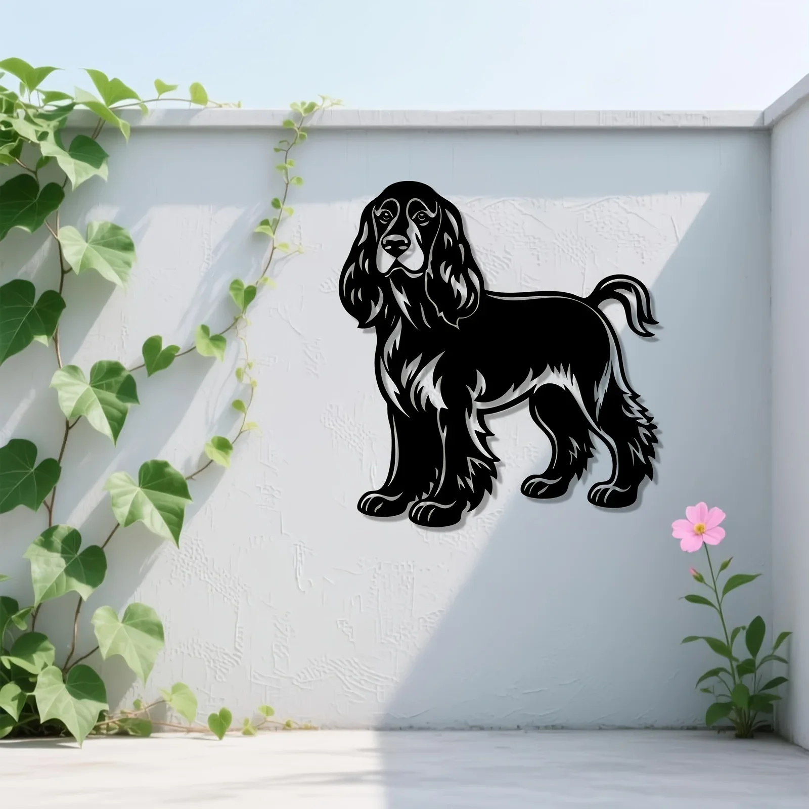 Cocker Spaniel Iron Wall Hanging,Weather‑Resistant Decor,Christmas Birthday Gift for Living Room Garden