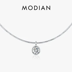 MODIAN Dazzling Round CZ Necklace 925 Sterling Silver High-end Snake Chain Choker Fashion Necklace For Women Fine Jewelry