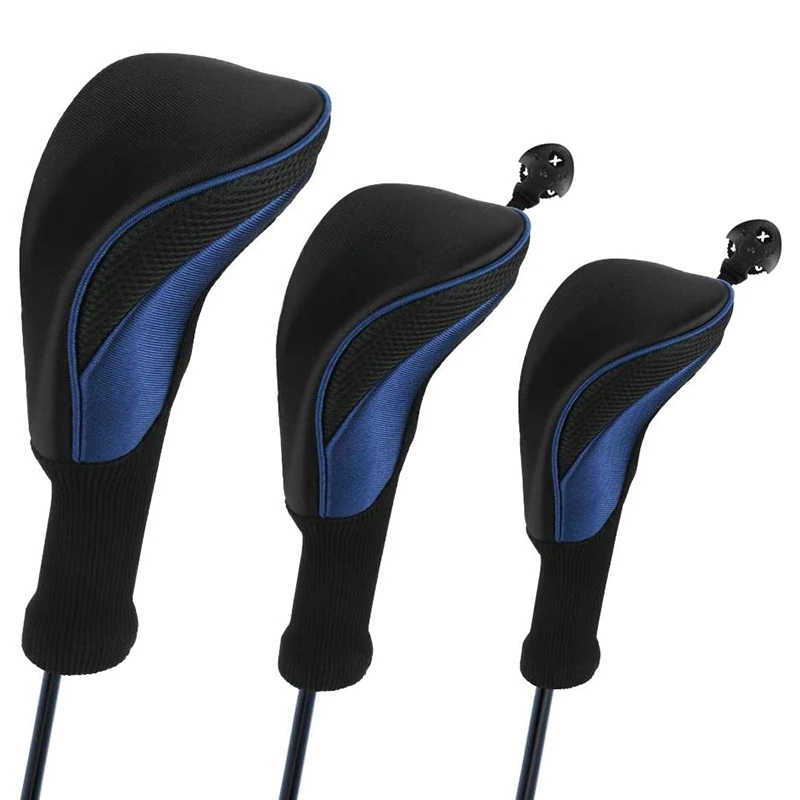 

3Pcs Golf Club Head Covers For Fairway Woods Driver Hybrids, Long Neck Mesh Golf Club Headcovers Set