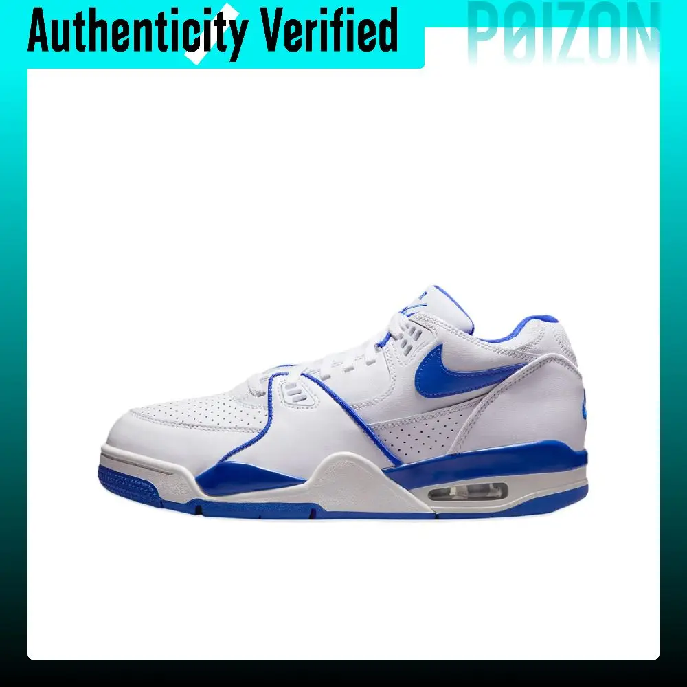 Nike Air Flight 89 Slip Resistant Abrasion Resistant Low top Basketball Shoes Unisex White Blue FZ3045-100