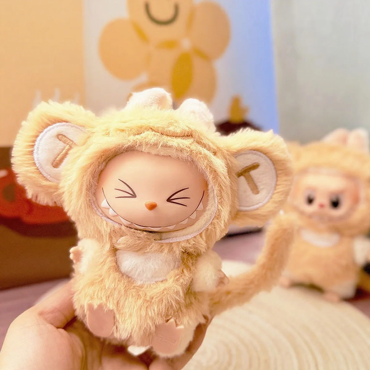 مجموعة دمية لطيفة على شكل حيوانات من القطيفة على شكل فيل ملابس عصرية لطيفة لمجموعة حيوانات لابوبو القطيفة الرائعة