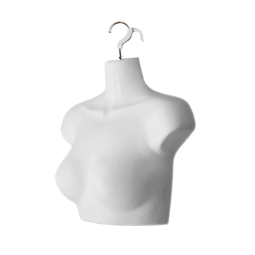 مجموعة عارضة أزياء نسائية بيضاء مقاس S-M طويلة مجوفة من الخلف مع حامل معدني وعمود وخطاف معلق للعرض