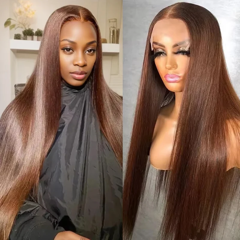

250 High Density Straight Wig Chocolate Brown Human Hair Wigs 13x6 HD Lace Frontal Wig Human Hair Wigs Human Hair