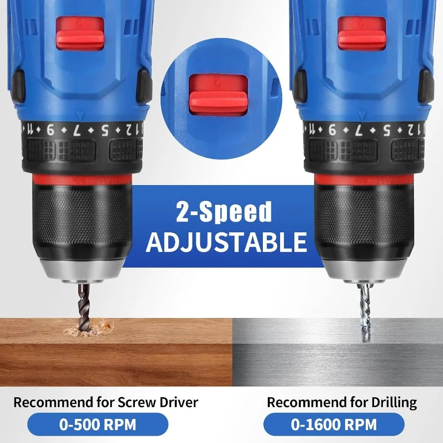 Set Bor Tanpa Kabel 18V Brushless Power Impact Driver dengan Baterai dan Pengisi Daya 3 8 Chuck Tanpa Kunci Bor Driver Kecepatan Variabel Bit