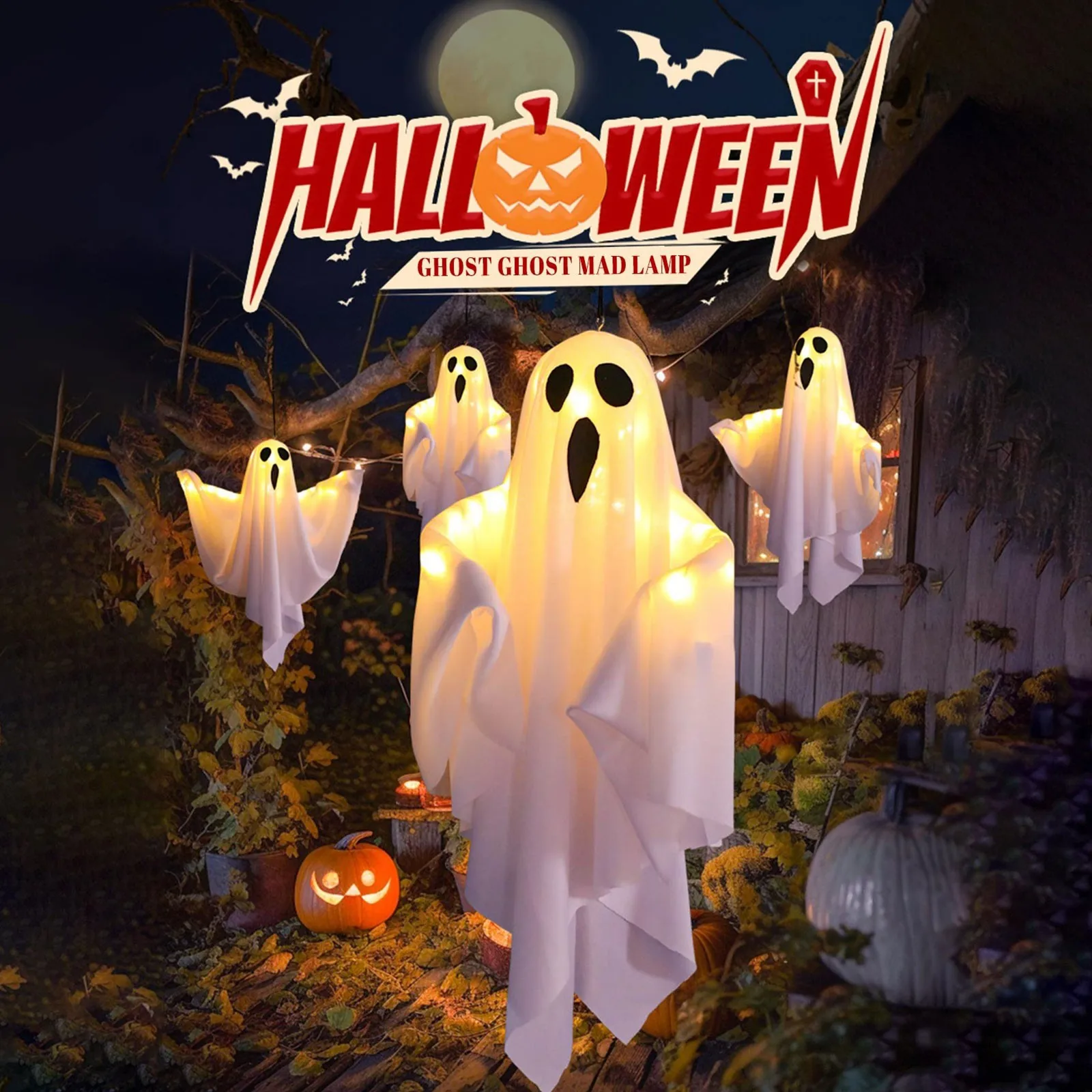 2 قطعة/المجموعة هالوين حزب الإرهاب شبح تزيين مُثبت شنقا التهديد الدعامة فناء تزيين مُثبت ، هدية عيد الهالوين #1