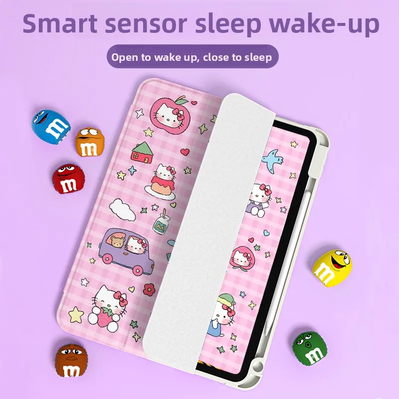 MINISO Hello Kitty para ipad Funda iPad A16 11in Pro4 5 6 Funda para tableta Ipad Air3 4 5 Mini 6 7 10th 11th Gen Funda protectora
