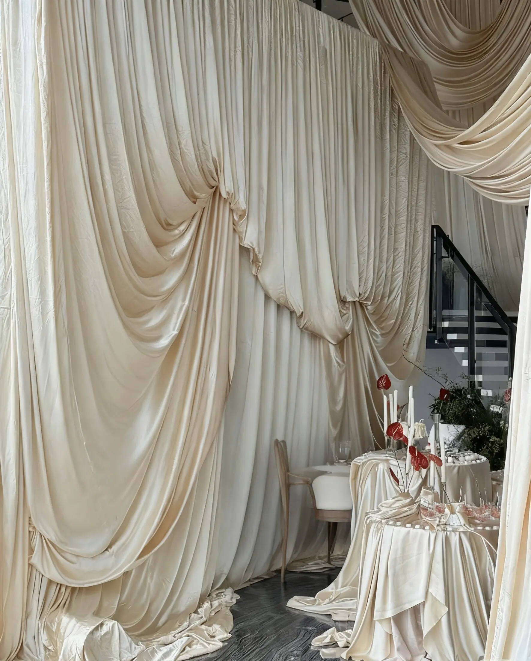 Pink Milk Tea Satin Silky Soft Draping Glossy Fabric for Wedding Background Decorative Fabric