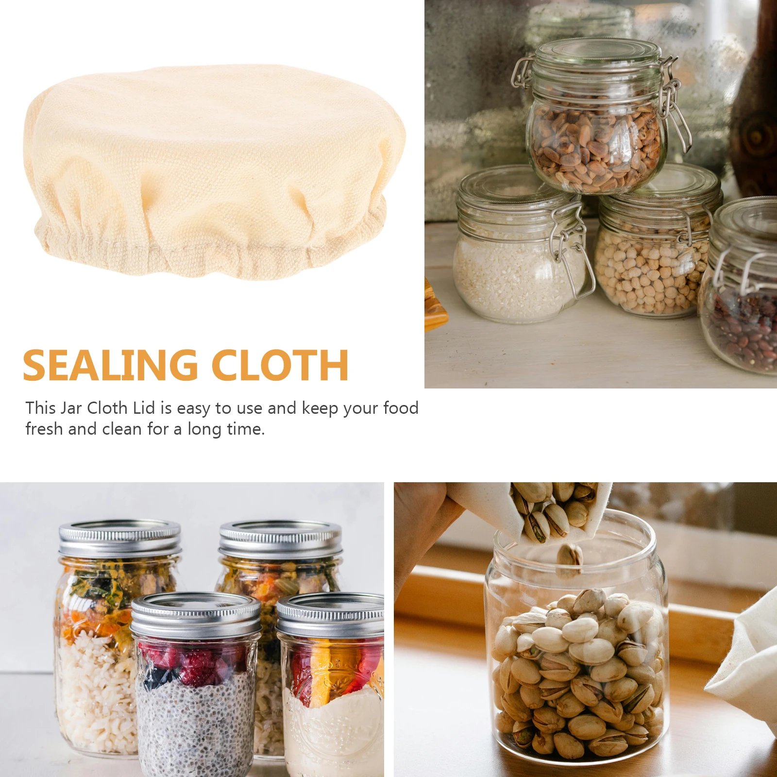 

4 Pcs Cloth Jar Covers Glass Storage Wide Mouth Fermentation Lid Beige Bowl Protector Kitchen Bottle Cover 6-7 5 CM