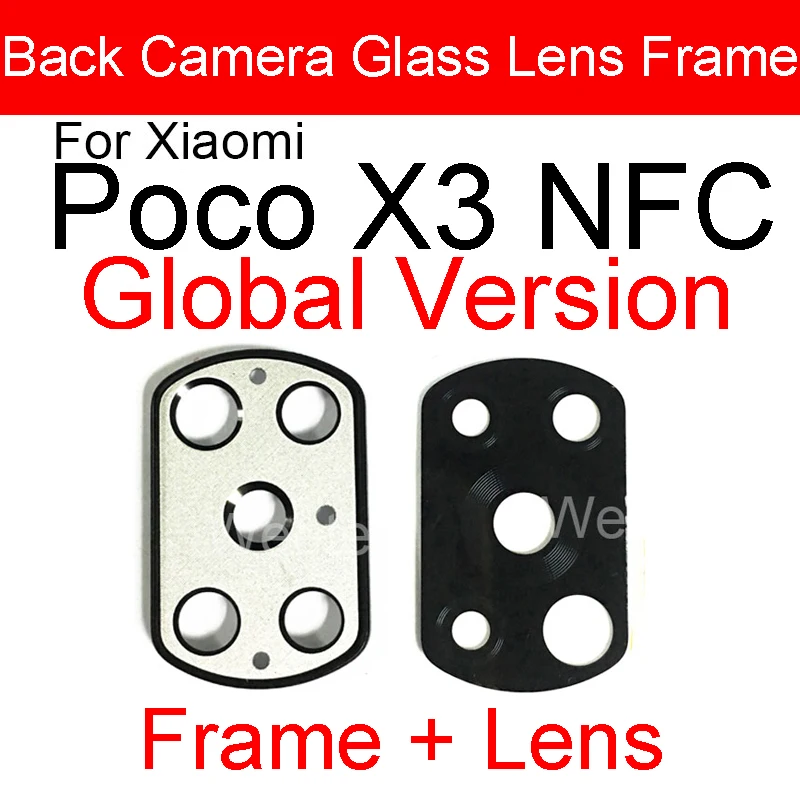 Back Camera Lens Glass Cover Frame For Xiaomi Mi Poco X3 NFC Global Version Main Rear Camera Frame With Flash Light Repair Parts