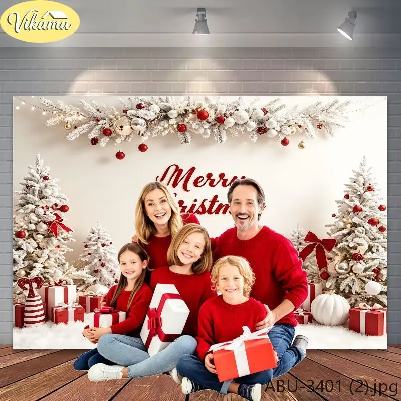 VIKAMA Photography Background Christmas Ivory Tree Family Scene Photo Backdrop Family Party Birthday Festival Home Decor