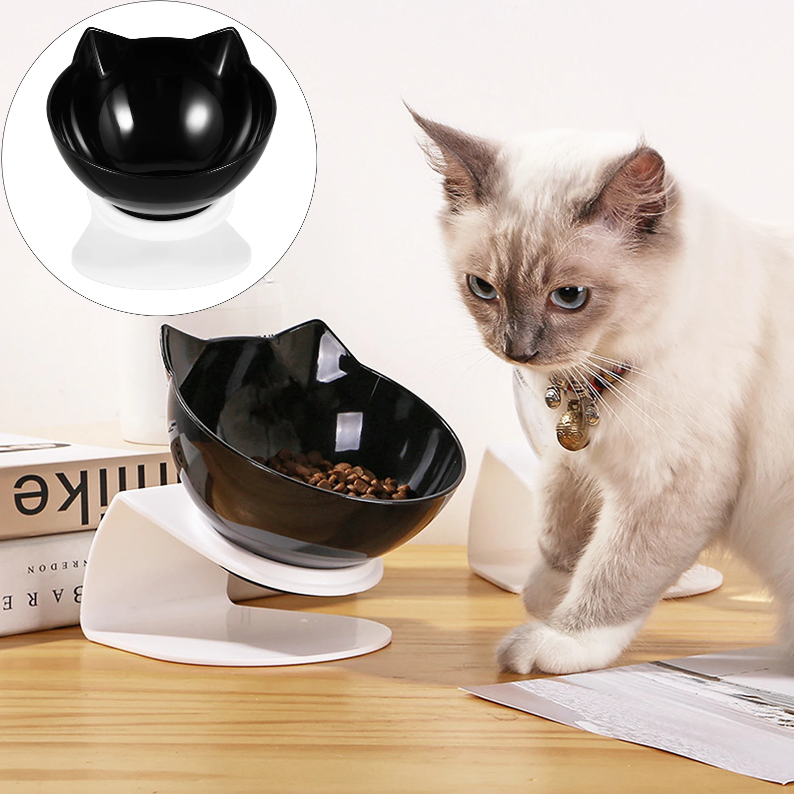 

Cat Bowls Neck Protection Elevated Pet Feeder Tilted Food Water Bowl For Dogs Cats Puppy Kittens Dry Wet Food Plastic