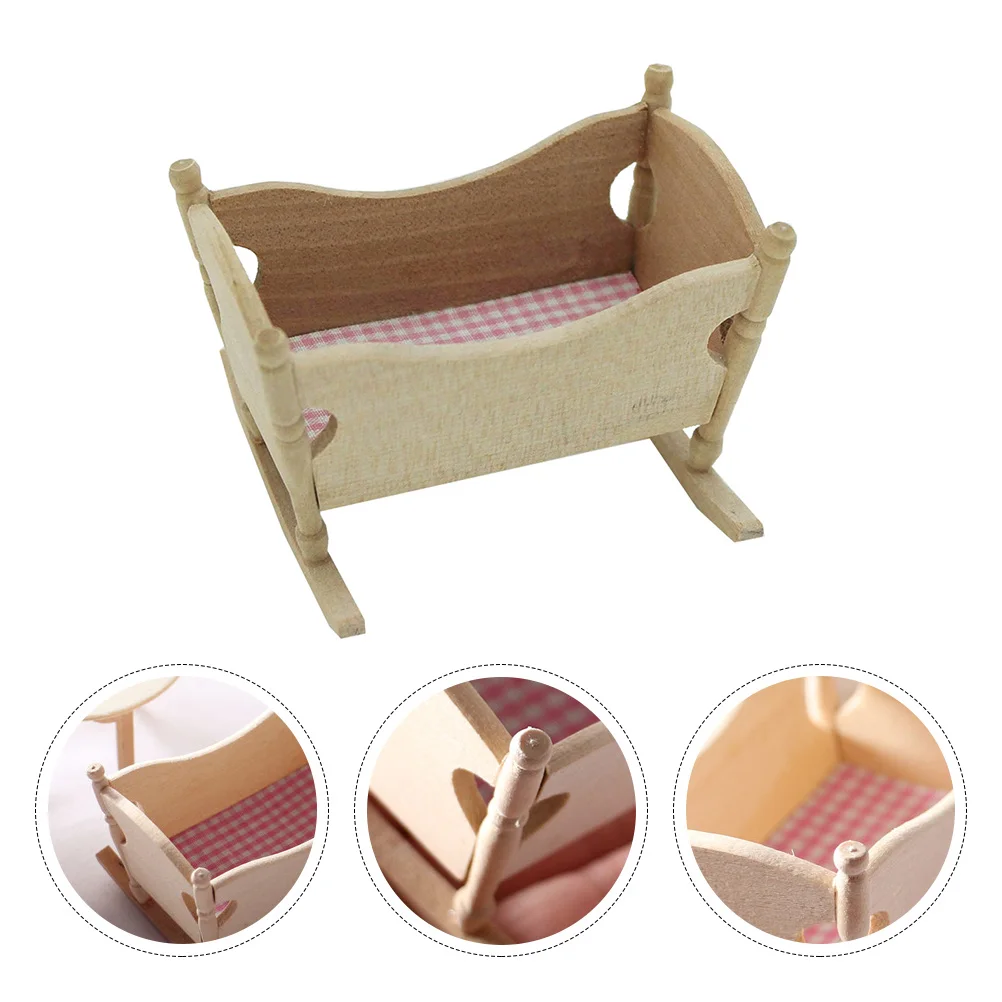 House Cradle Baby Bassinet เฟอร์นิเจอร์ขนาดเล็กรุ่นเปลสําหรับของเล่นเด็กอุปกรณ์เสริมเด็ก