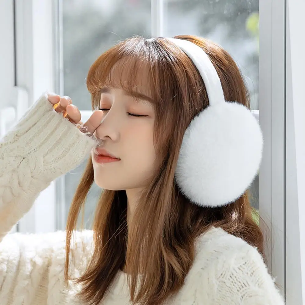 Plush Warm Earmuffs Ear Bag Cute Student Women Ear muffs Cover Fur Headphones Ladies Solid Autumn and Winter Unisex Fashion