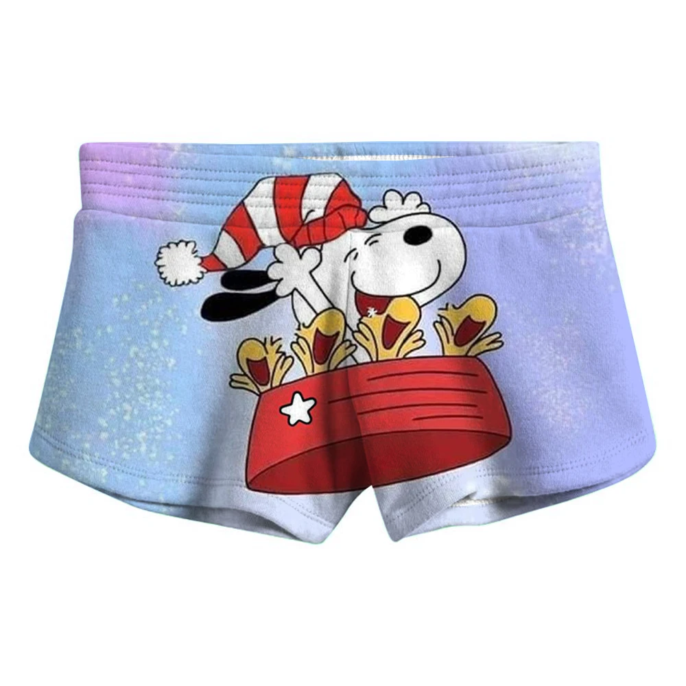 

Summer Snoopy print children's beach vacation shorts, fashionable multi-color beach shorts for boys and girls