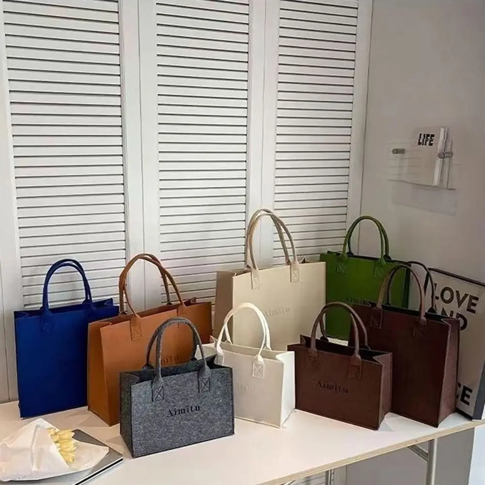 Solid Color Felt Shoulder Bag Large Capacity Messenger Bag S/M/L Simple Crossbody Handbag Travel Casual Bag