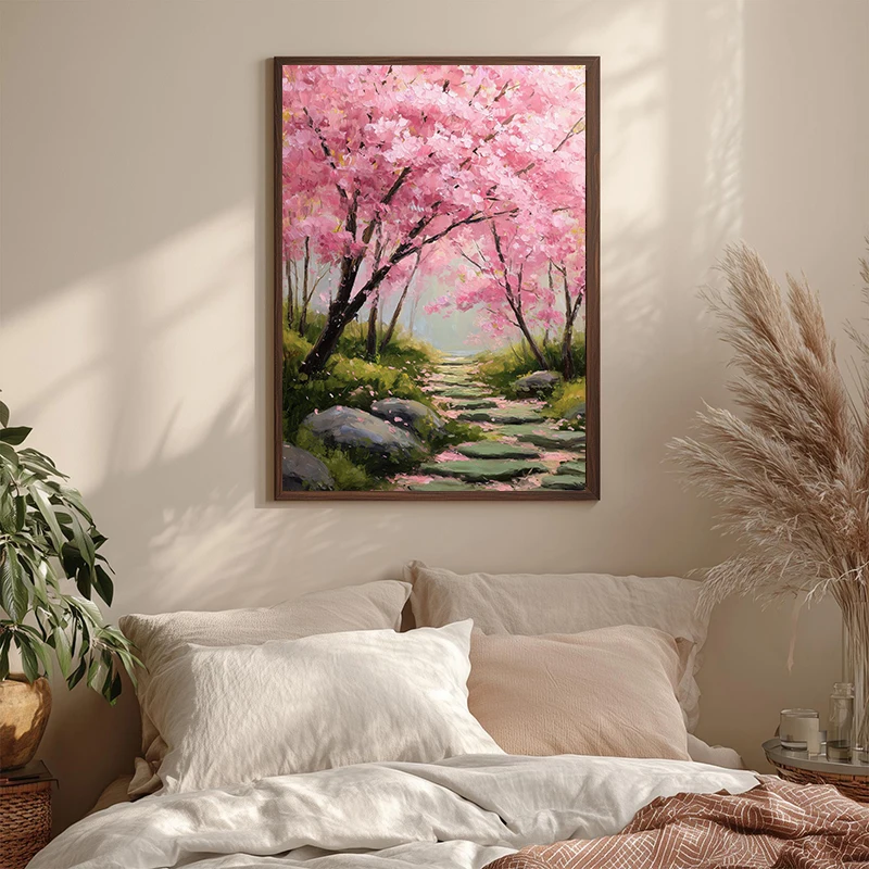 Vintage Mountains Rivers Green Forests Flowers Boat Landscape Poster Canvas Art Prints Home Room Wall Picture Decor Gift