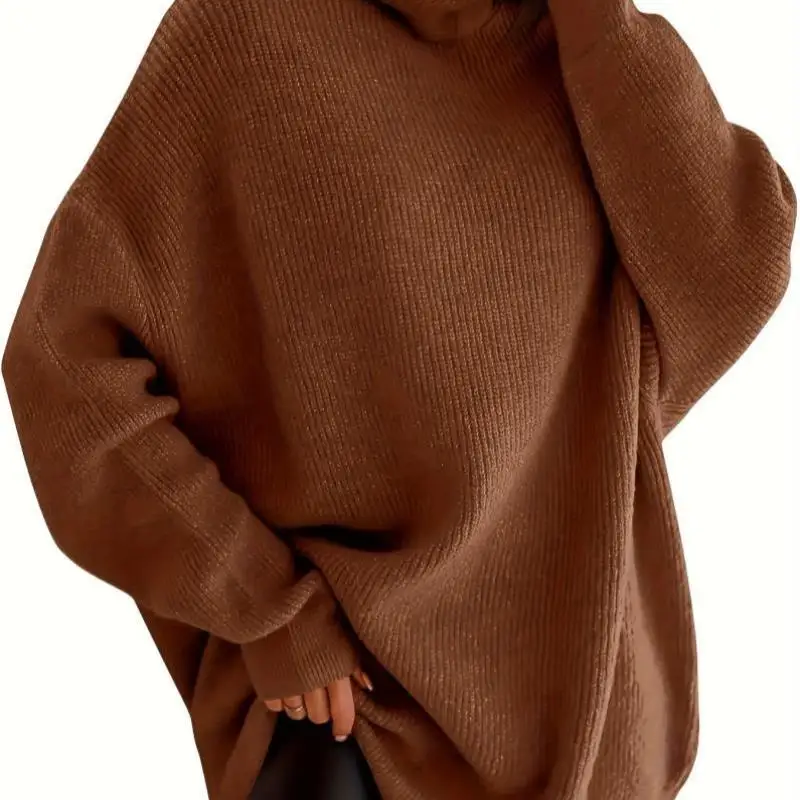 

B 4019 Loose Neck Color High Collar Sweater Women's Knittedwear Winter Inner Wear Coolmax Fiber Shiny Thread Detail