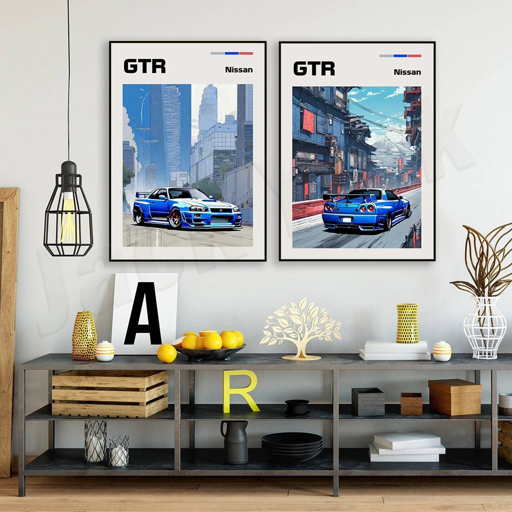 Nissan Gtr posters and prints handsome cars canvas paintings modern art wall art pictures home bar room decoration