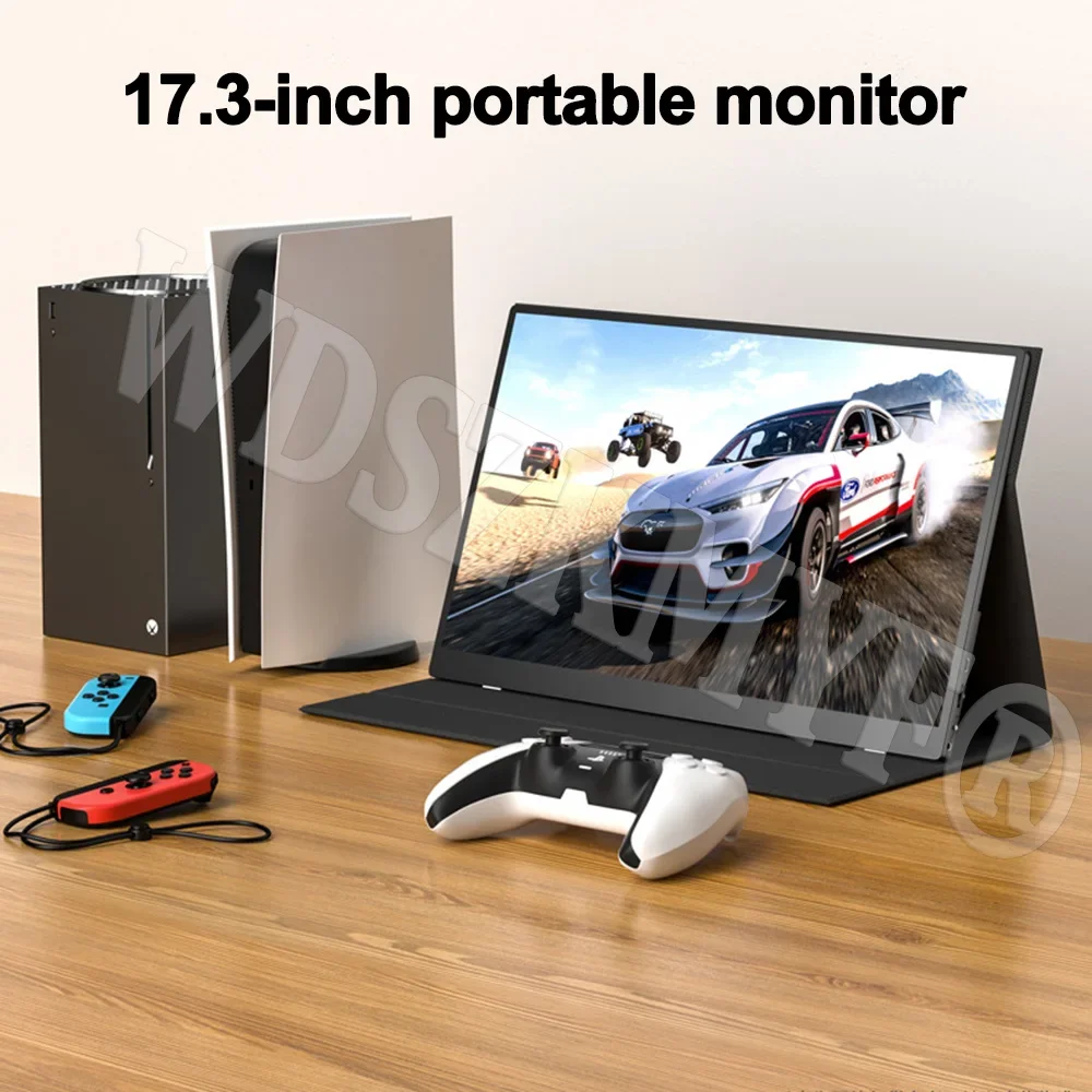 17.3 inch Portable Monitor With Protective Case HD IPS Display Computer Monitor HDMI-Compatible For Laptop Xbox Switch PC Game