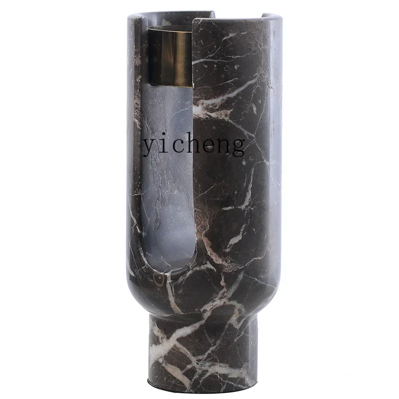 L7-14 Nordic ornament simple modern light luxury home dining table stainless steel marble candle holder