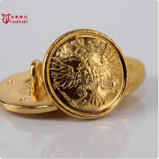 Águila de doble cabeza de Metal para hombre, botón dorado, ruso, 14, 17, 10 piezas