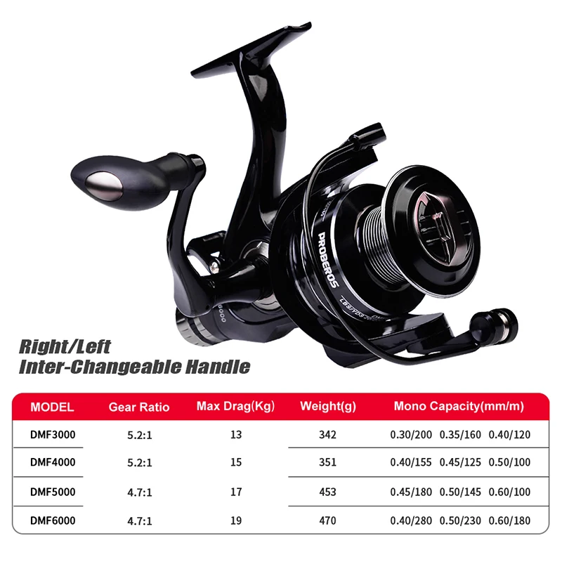 Proberos 3000-6000 Double Brake Design Fishing Reel Super Strong Carp Fishing Feeder Spinning Reel Spinning Wheel Fishing Wheel