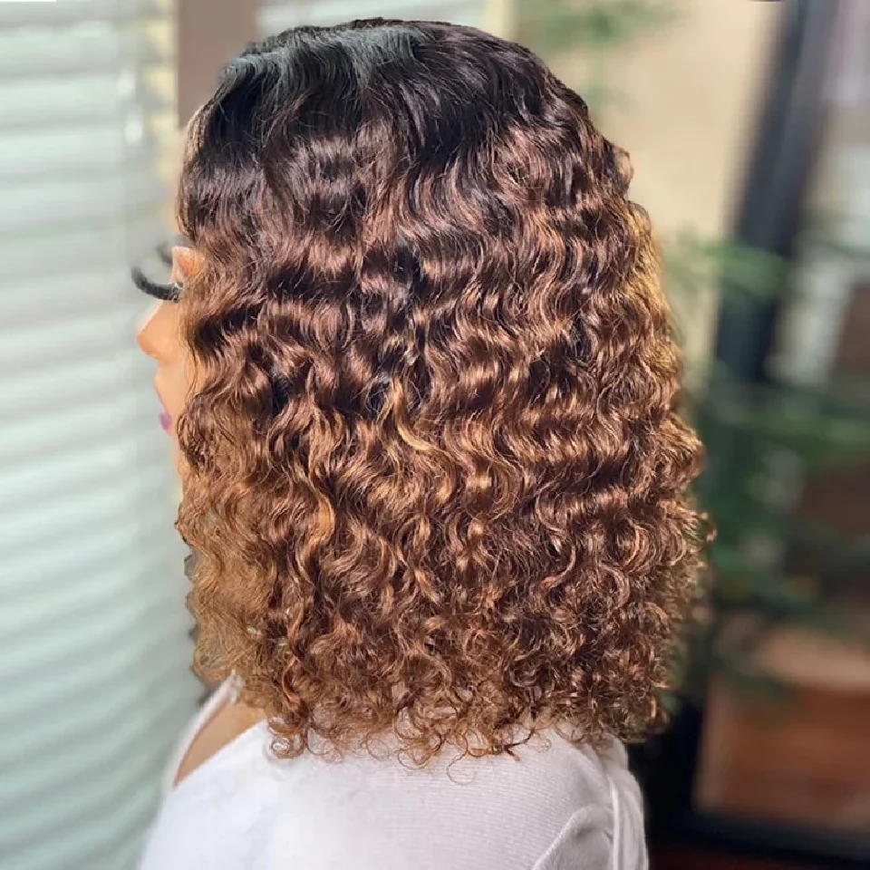 

Ombre 1B 30 Color Wig Short Curly Lace Front Human Hair Wigs 13x4 Transparent Frontal Remy Brazilian Lace Bob Wigs On Sale 180%