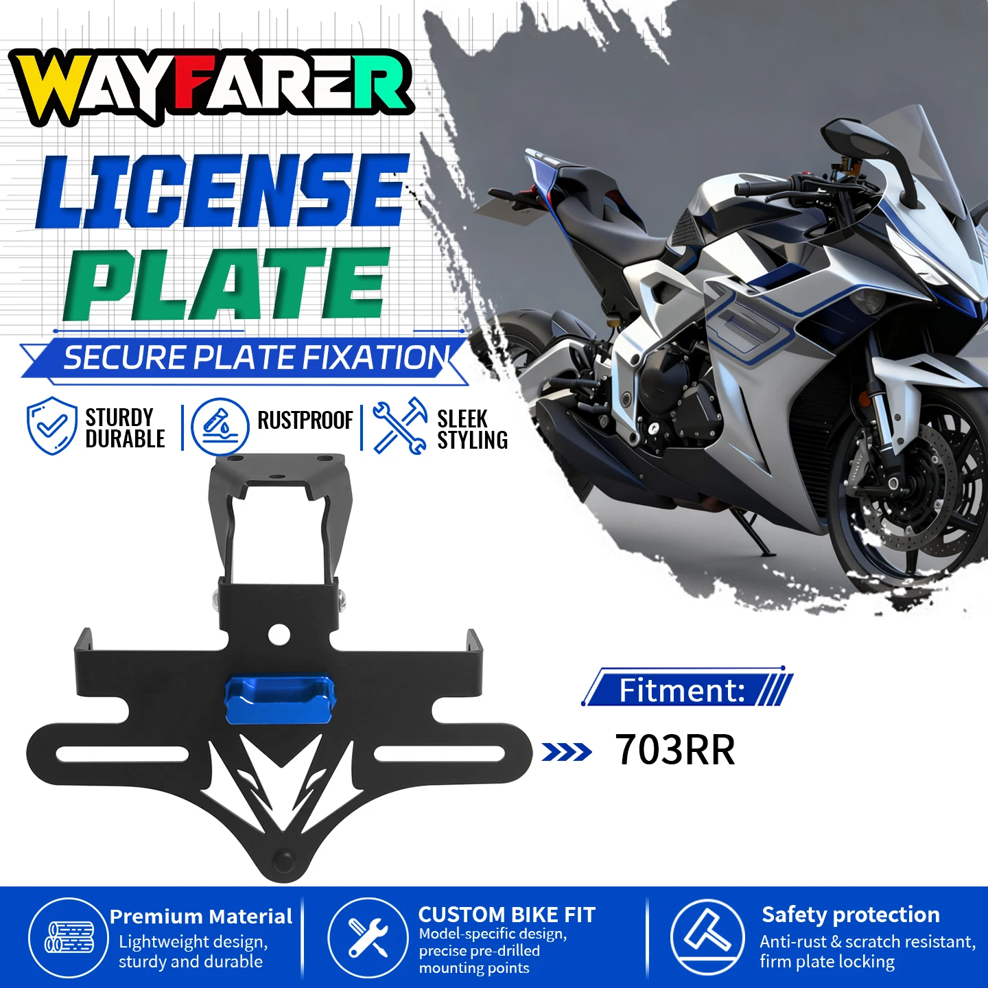License Plate Bracket Kit For 703R 703RR RR703 703 RR 2025 2026 Motorcycle CNC Hidden Tail Tidy Fender Eliminator Accessories
