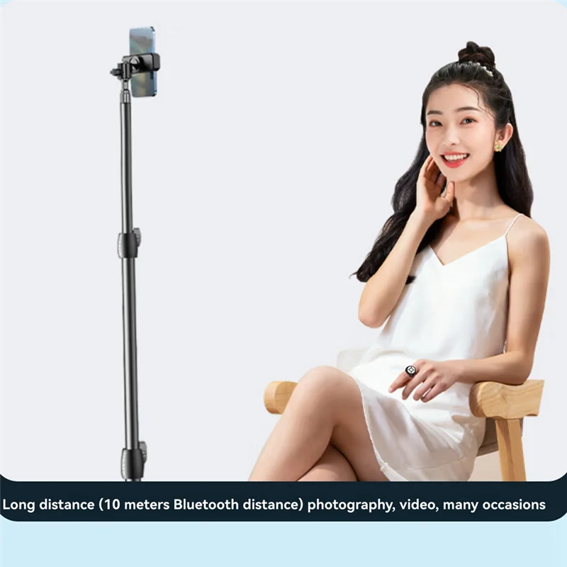 タブレットおよび電話用 Bluetooth リモコン カメラ コントローラー セルフ タイマー ソーシャル メディア ページ ターナー ブラック-TCES