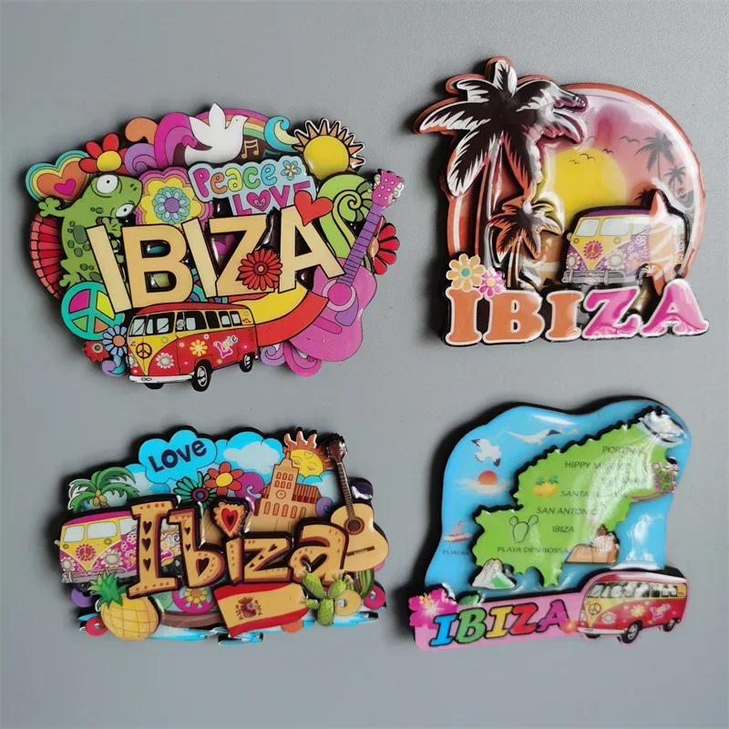 Spain IBIZA Tenefife Barcelona Woodon Refrigerator Magnets Travel Souvenir Home Decoration Gift for Friends