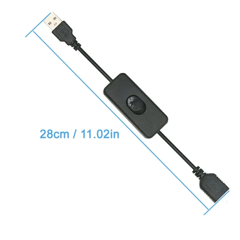 2 PCS USB Switch Extension Cable Support Data Transmit and Power Supply with On/Off Power Switch for LED Strips, USB Devices