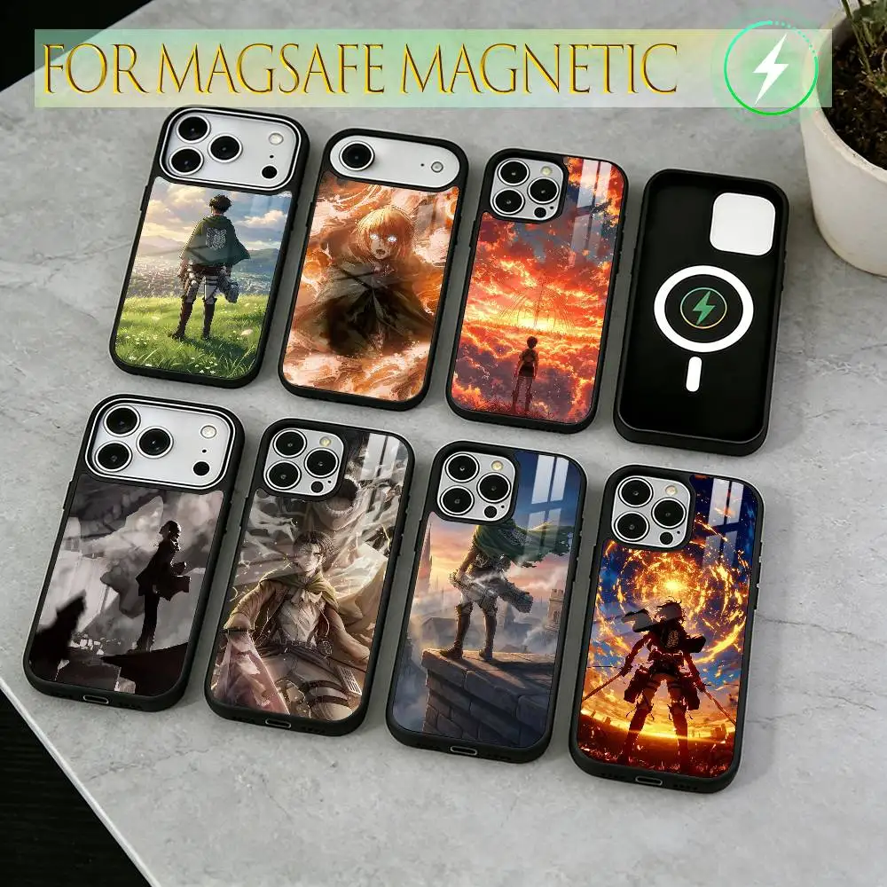 Anime Attack on Titan Phone Case For iPhone17,16,15,14,13,12,11 Plus,Pro Magnetic with Magsafe Wireless Charging