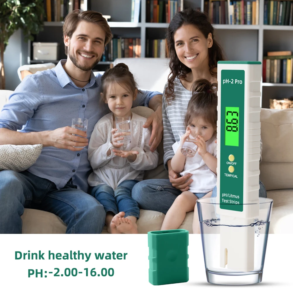 PH-2Pro الرقمية مقياس درجة الحموضة PH تستر القلم ليتموس تستر 0.01 PH عالية الدقة جهاز اختبار جودة المياه مع وظيفة شرائط اختبار ATC PH
