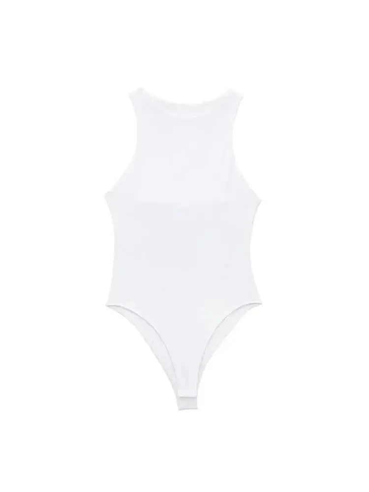 TRZA Women Fashion With Halter Neck Skinny Bodysuit Sexy Sleeveless Snap-button Female Playsuits Mujer image 5