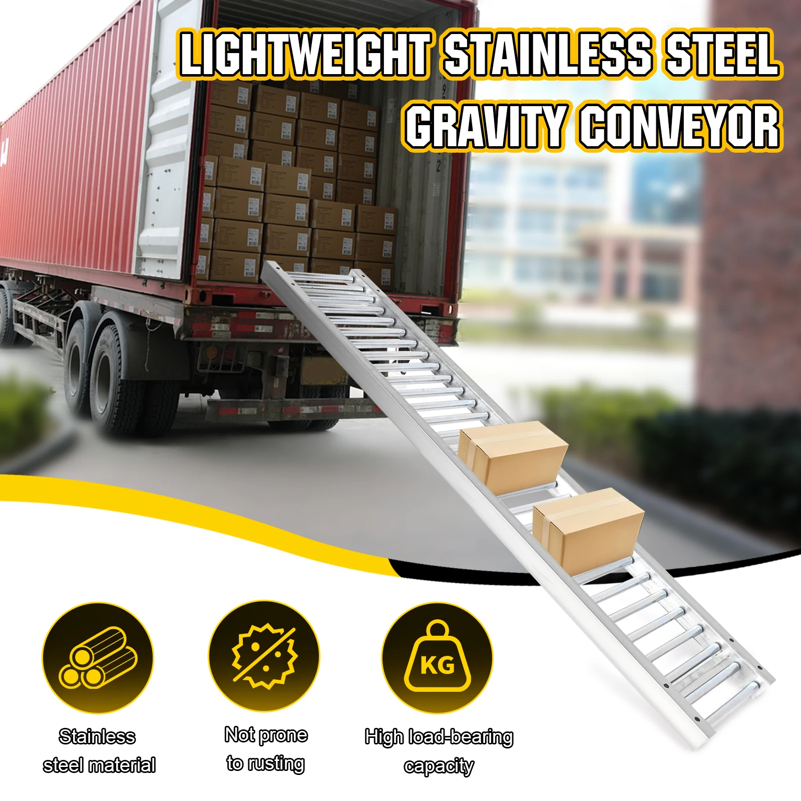 Splicable Roller Conveyor Non-Powered Portable Conveyor Slides Wear Resist Heavy Duty Transport Slide for Water Fruit Beer