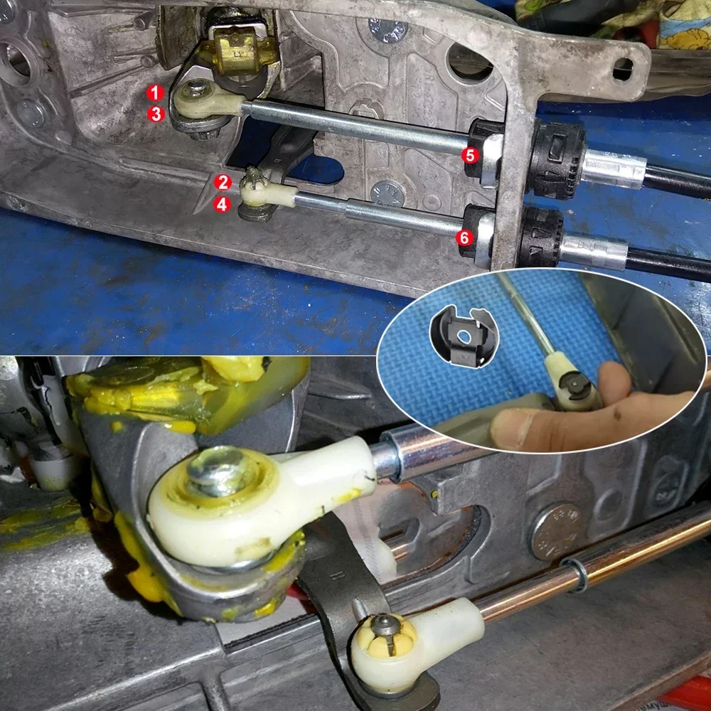 ناقل الحركة اليدوي كابل نقل السرعات جلبة قفل غسالة شيفتر محدد الربط نهاية قضيب عدة لاستبدال أودي VW مقعد سكودا #6