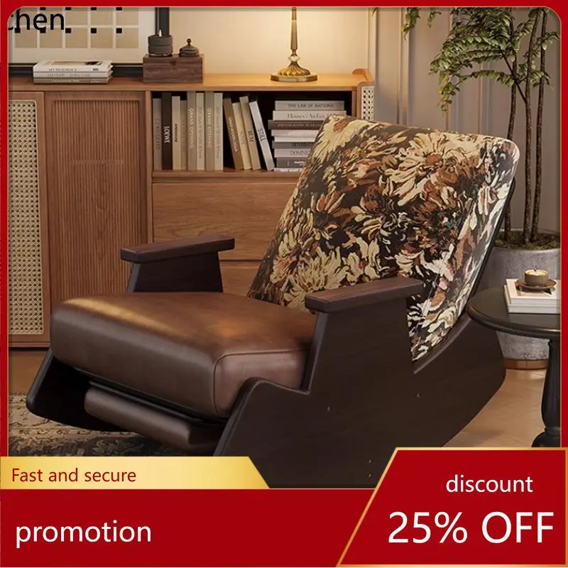 

ZML Solid Wood Recliner Living Room Sofa Chair Single Leisure Sofa Vintage Rocking Chair