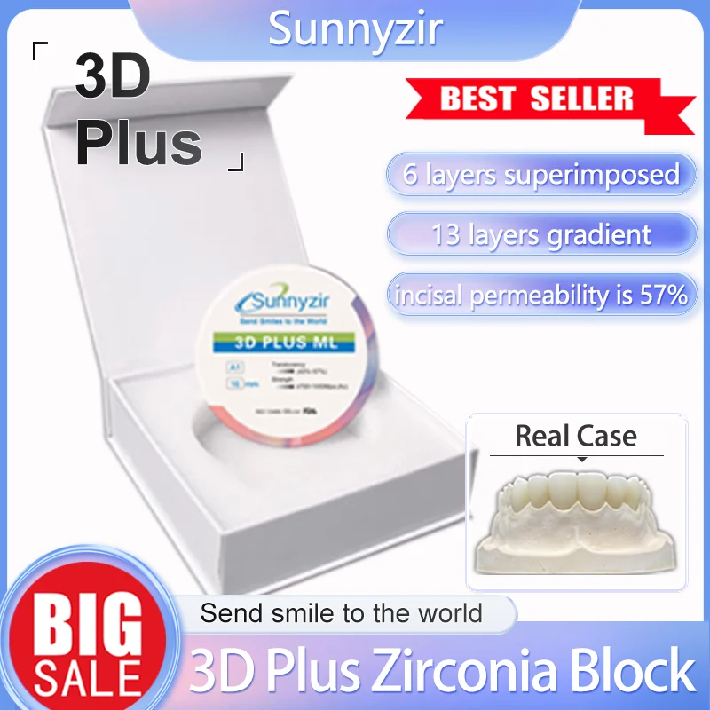 

Sunnyzir 98*16mm Multi- Functional 3D Pro Multilayer Zirconia Blocks Dental Materia Zirconium Disk for Dental Dental CAD CAM