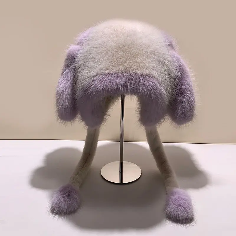 

New Autumn and Winter Fashionable Fox Fur Hat for Children Big Head Circumference Cute Rabbit Ear Protection Adult Hat