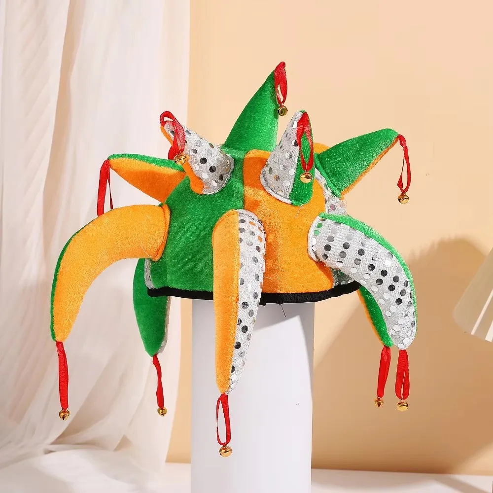 

Tentacle Shaped Clown Hat Cool Colourful Cosplay Clown Joker Caps Dress Up With Bells Carnival Party Hat Halloween