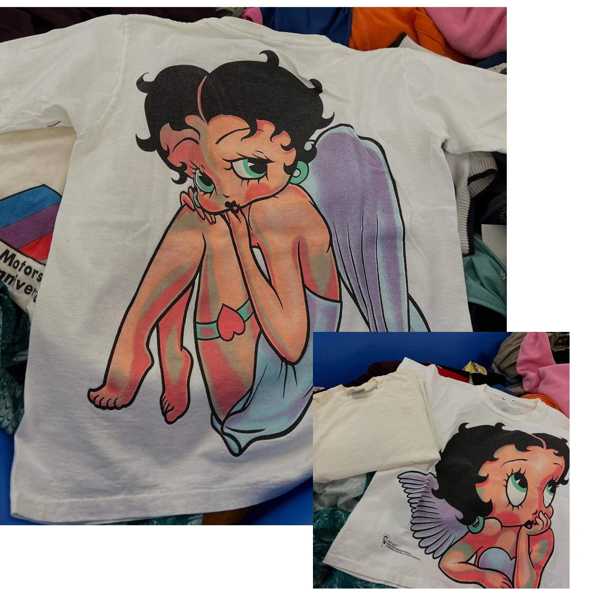 Angel Double Sided Betty Boop T-Shirt Cotton Graphic Tee Men Women Summer Streetwear