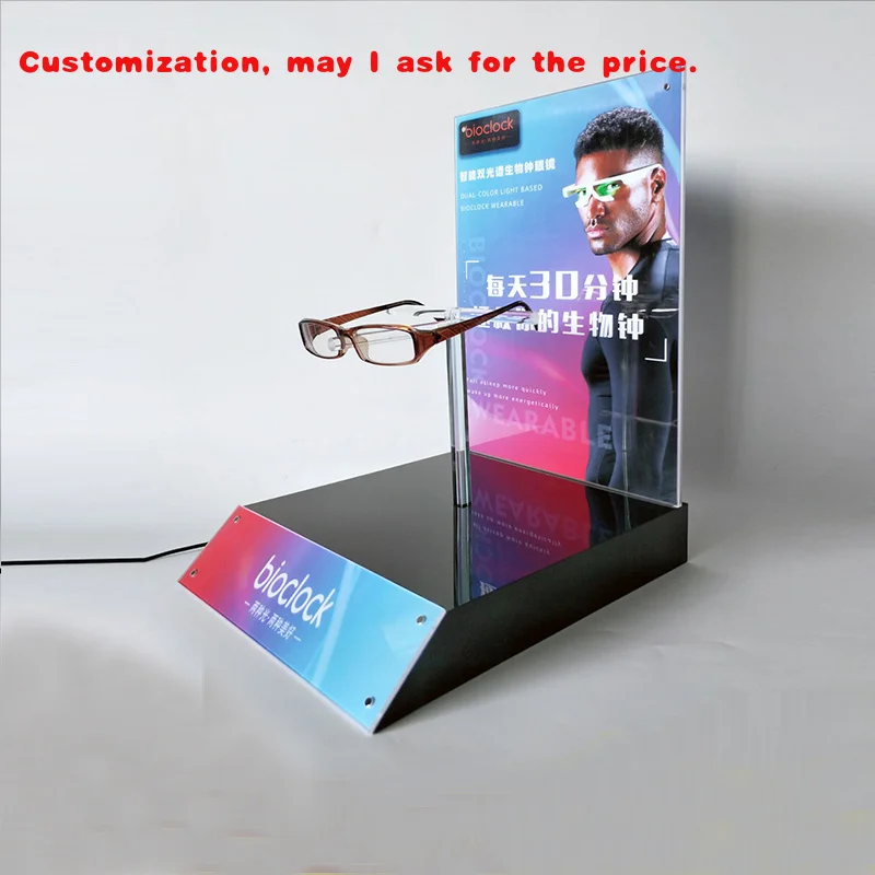 

custom.Modern Luxury Acrylic LED Lighting Sunglasses & Glasses Display Stand with Desktop Installation