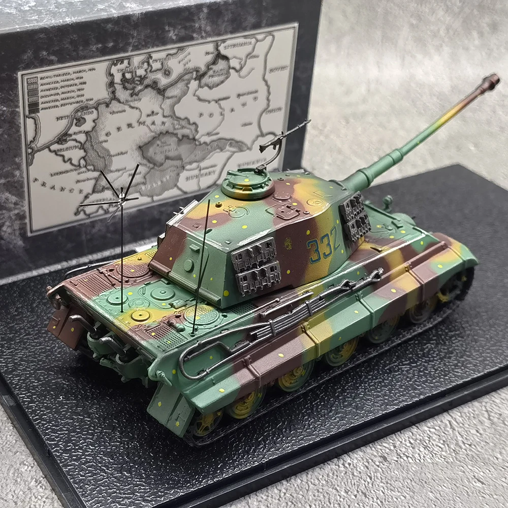 Diecast 1:72 Scale 6 Tiger 2 Old Three Color Camouflage Heavy Tank Alloy Finished Model Collectible Toy Gift Souvenir Display