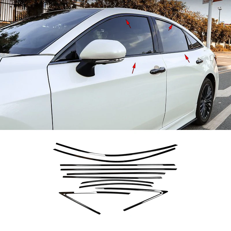 

Car accessories FIT FOR Toyota Avalon XX50 2019-2024 Stainless steel black Exterior Window Molding Strip Sill side Cover Trim