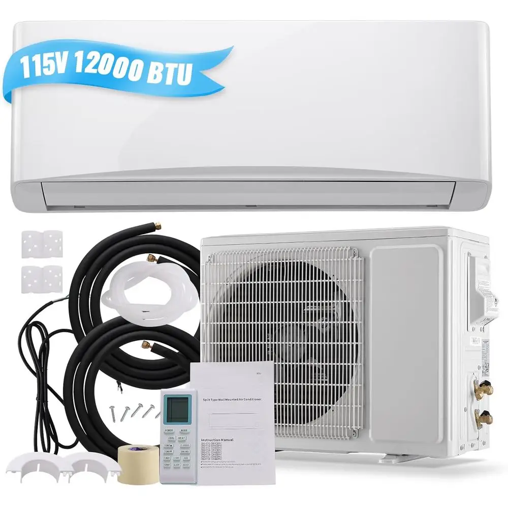 

12000 Mini Split Heater/Air Conditioner with Heat Pump 17 SEER2 115V Split AC Unit, Max Coverage Area Up to 750 Sq. t, Remote Co
