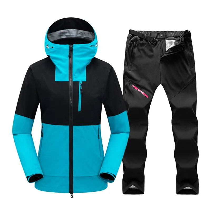 Veste et pantalon de ski 2 en 1 pour femme, optique, chaud, trempé, coupe-vent, imperméable, vêtements de neige, snowboard, vestes d'hiver, marque