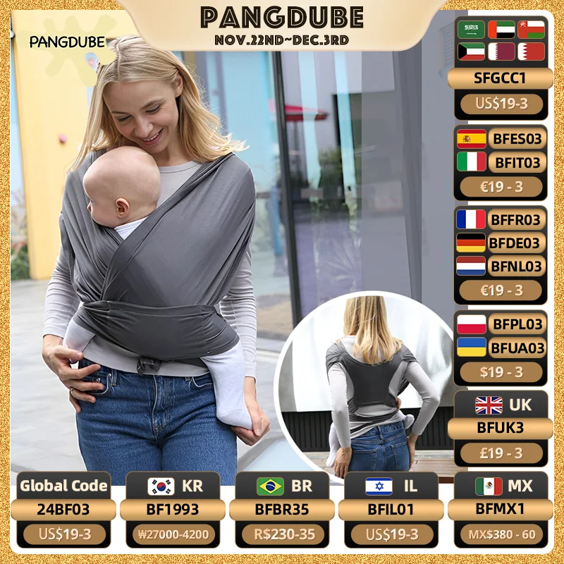 PANGDUBE Baby Wrap Sling Cotton Carrier for Baby 0-36 Months Newborn Kangaroo Sling Front Artifact Ergonomic Carry